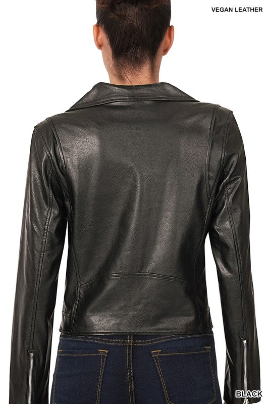 Zenana Vegan Leather Moto Jacket - Online Only