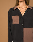 Gilli Long Sleeve Contrast Button Down Top - Online Only