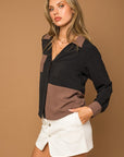 Gilli Long Sleeve Contrast Button Down Top - Online Only