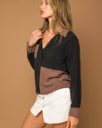 Gilli Long Sleeve Contrast Button Down Top - Online Only