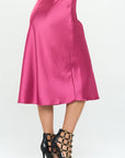 Renee C Solid Stretch Satin Midi Skirt