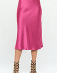 Renee C Solid Stretch Satin Midi Skirt