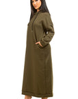 Sexy Long Hoodie Dress by Claude in Olive