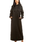 Sexy Long Hoodie Dress by Claude in Black