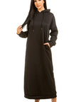 Sexy Long Hoodie Dress by Claude in Black