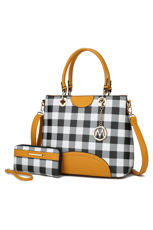 MKF Gabriella Checkers Handbag with Wallet by Mia