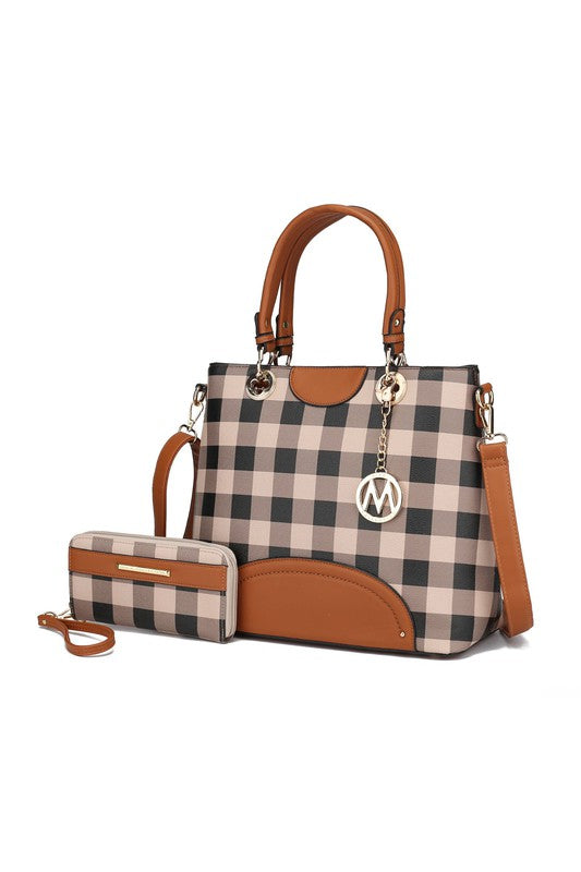 MKF Gabriella Checkers Handbag with Wallet by Mia