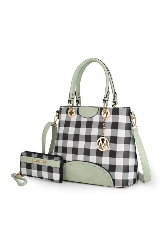 MKF Gabriella Checkers Handbag with Wallet by Mia