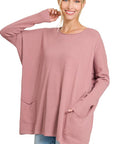 Zenana Oversized Front Pocket Sweater -Online Only