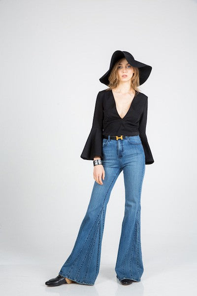 O2 Denim Flare Jean Bell Bottom Wide Leg Jeans