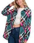 Zenana Jacquard Plaid Shacket with Pockets - My Pampered Life Seattle