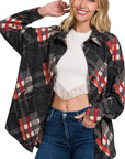 Zenana Jacquard Plaid Shacket with Pockets - My Pampered Life Seattle