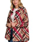 Zenana Jacquard Plaid Shacket with Pockets - My Pampered Life Seattle