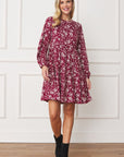 PLUS Floral Crew Neck Midi Dress