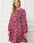 PLUS Floral Crew Neck Midi Dress