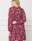 PLUS Floral Crew Neck Midi Dress