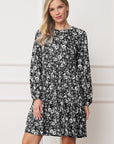 PLUS Floral Crew Neck Midi Dress