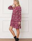 PLUS Floral Crew Neck Midi Dress