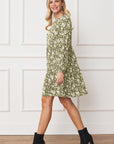 PLUS Floral Crew Neck Midi Dress