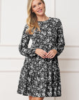 PLUS Floral Crew Neck Midi Dress