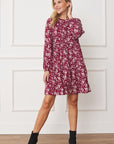 PLUS Floral Crew Neck Midi Dress