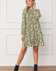 PLUS Floral Crew Neck Midi Dress