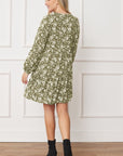 PLUS Floral Crew Neck Midi Dress