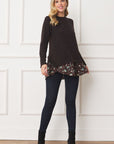 Layered Floral Tulip Hem Back Accent Top