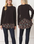 PLUS Layered Floral Tulip Hem Back Accent Top