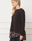 PLUS Layered Floral Tulip Hem Back Accent Top