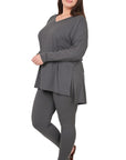 ZENANA Plus Brushed DTY Microfiber Loungewear Set