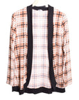 Plaid Contrast Drape Open Cardigan