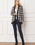 Plaid Contrast Drape Open Cardigan