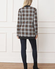 Plaid Contrast Drape Open Cardigan