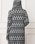 Plus Long Tribal Print Hooded Cardigan