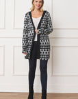 Plus Long Tribal Print Hooded Cardigan