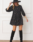 Plus Abstract Polka Dot Bishop Sleeve Mini Dress