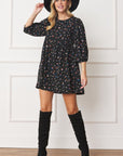 Plus Abstract Polka Dot Bishop Sleeve Mini Dress