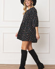 Plus Abstract Polka Dot Bishop Sleeve Mini Dress