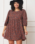 Plus Abstract Polka Dot Bishop Sleeve Mini Dress