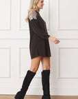 Plus Paisley Shoulder Accent Tunic Dress