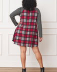 Plus Stripe Sleeve A- Line Mini Dress