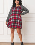 Plus Stripe Sleeve A- Line Mini Dress