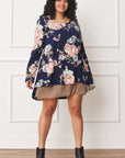 PLUS Floral Chiffon Layered Mini Dress