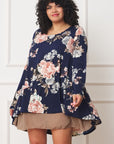 PLUS Floral Chiffon Layered Mini Dress