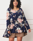 PLUS Floral Chiffon Layered Mini Dress