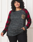 Plus Checker Sleeve Sequin Pocket Tunic