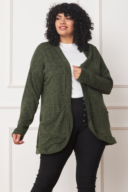 Solid Drape Pocket Cardigan