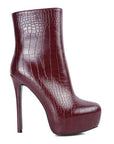 Orion High Heeled Croc Ankle Boot