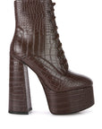 Magdalene Croc High Block Heeled Boot